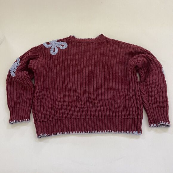 Listicle Chunky‎ Knit Sweater Size Small Oversized Baggy Boho Flowers - Picture 6 of 9